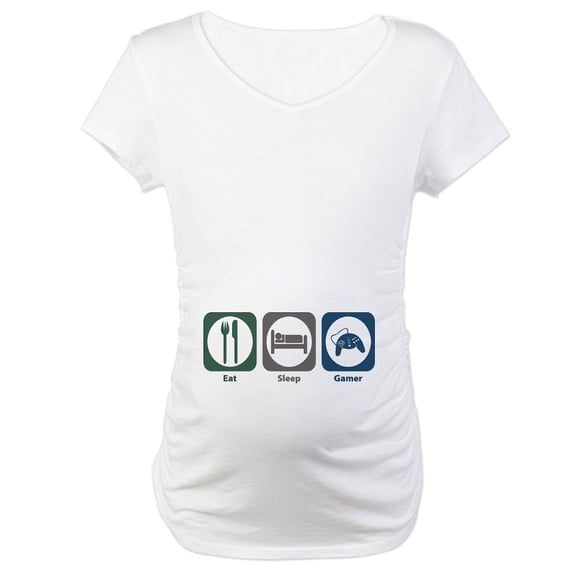 CafePress - Eat Sleep Gamer Maternity T Shirt - Cotton Maternity T-shirt, Cute & Funny Pregnancy Tee