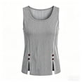 thumbnail image 4 of Womens Summer Tank Tops Round Neck Sleeveless Buttons Casual Dressy Tunics Basic Business Work T Shirts Blouses, 4 of 6