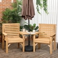 thumbnail image 2 of Outsunny 3Pcs Outdoor Bench Set for Garden, Backyard, Balcony, Light Brown, 2 of 8