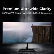 Deco Gear 34” Ultrawide Curved Monitor, 3440x1440 VA Display, 180Hz 1ms MPRT Adaptive Sync, 1500R HDR Ready 100% sRGB Dual HDMI/DP 21:9 Aspect Ratio