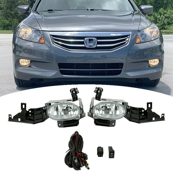 WaiRitoday Front Bumper Fog Light Lamps Wiring Switch Kits Compatible With 2011-2012 Honda Accord Sedan