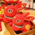 thumbnail image 5 of Guofeng Year of the Rabbit Plush Mascot Lying Rabbit Doll Red Chinese New Year Stuffed Toy Decorative Gift Lunar Festival, 5 of 6