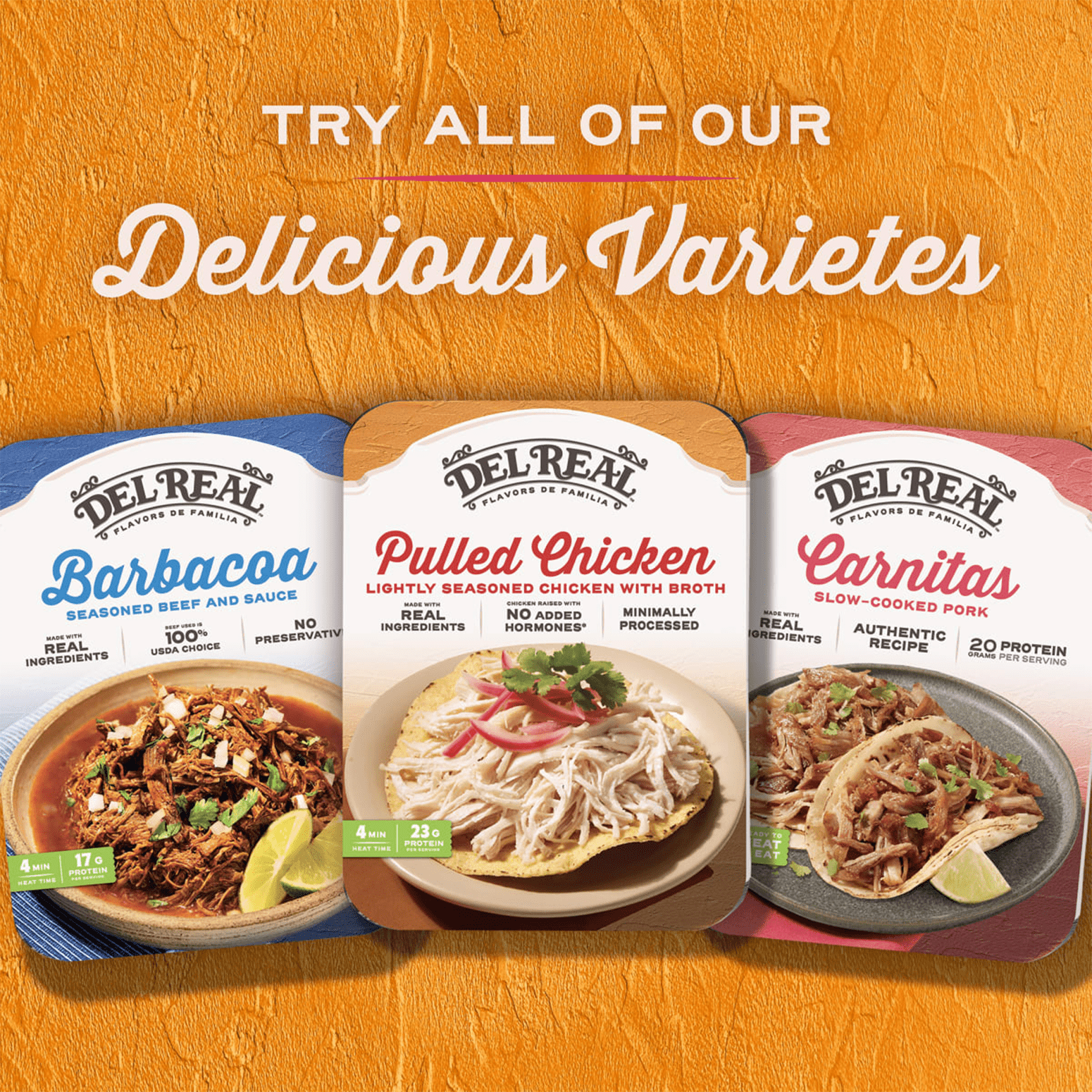 (3 pack) Del Real Foods Seasoned Pulled Chicken, Pollo Deshebrado, 15 oz (Cooked)