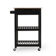 thumbnail image 2 of Rolling Kitchen Island on Wheels, Kitchen Island Cart with Towel Rack, Drawer & 2 Tier Open Shelves, Portable Kitchen Island Table with Wood Tabletop, Black, 2 of 7