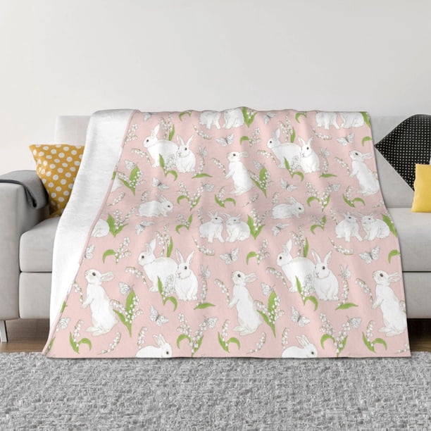 Balery Rabbit Manta de Franela con Dibujo, Lujo Ultra Suave y Cálido, Antipelusa y Resistente a las Arrugas para Cama, Sofá, Camping -40"x30"