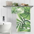 thumbnail image 5 of Green Palm Leaves Cotton Towel Set 2 Piece, 1 Bath Towels 1 Washcloth, Soft Fast Dry Super Absorbent Face Hand Towel for Bathroom Hotel Gym Spa and Beach, 5 of 7