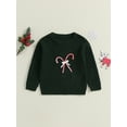 thumbnail image 3 of ZINTAOZT Toddler Baby Boy Girl Christmas Sweater Santa Claus/Candy Cane Embroidery Long Sleeve Chunky Knitwear Pullover, 3 of 8