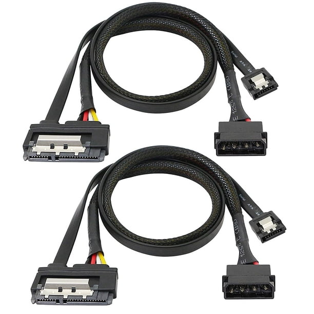 Câble SATA 6 Go, câble d'extension 2 en 1 pour données et alimentation SATA  pour disque dur, LP4 IDE vers SATA 15P femelle avec Serial ATA III 