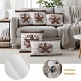 thumbnail image 6 of Texas Star Vintage Outdoor Waterproof Pillow Covers, Red Berry Retro Art Brown White Wooden Decorative Square Throw Pillowcase Sofa Cushion Sham for Patio/Couch/Chair, 16"x16" 2 Pack, 6 of 8