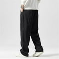 thumbnail image 2 of LUOBANIU Men's Straight-fit Stretch Cargo Pant with Pockets Baggy Cargo Casual Pants Loose Fit Elastic Waist Cotton Twill Cargo Pants 027 Black 36, 2 of 5