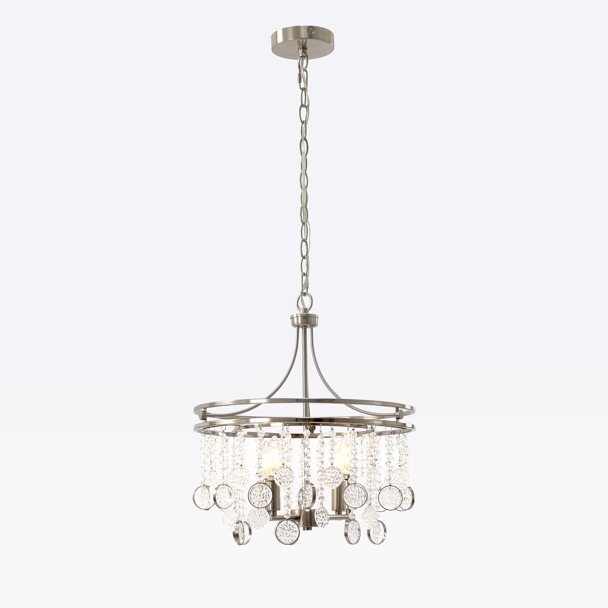 4 Light Chandelier Modern Crystal Chandeliers Lighting Pendant Ceiling Lights Fixture Lamp for Dining Living Room, Nickel