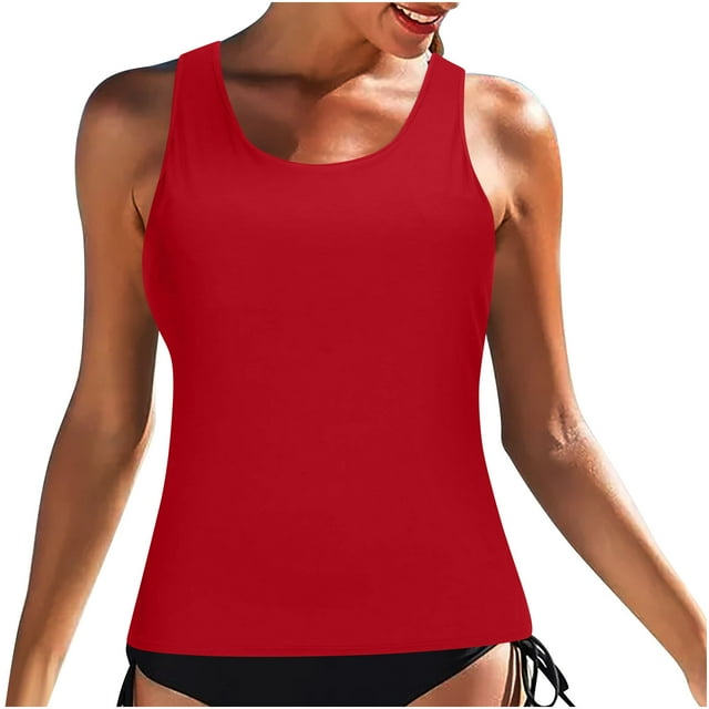 KIHOUT Tankini Swim Tops for Women 2024 Ladies Classic Print High Neck Tops Bathing Suit Tops For Tank Tops Swimsuits