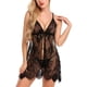 thumbnail image 1 of Camisón de encaje ropa de dormir de encaje dividido patrón de bordado negro transparente cómodo cuello en V profundo para la noche de bodas ANGGREK Otros, 1 of 8