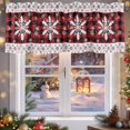 thumbnail image 5 of Winter Snowflake Valances for Windows, 42 x 18in, Christmas Red Black Plaid Silhouette Rod Pocket Kitchen Valance Curtain Light Filtering Window Treatments for Living Room Bedroom, 1 Panel, 5 of 7