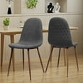 thumbnail image 3 of DUOSONG Mid-Century Dining Chair Fabric Upholstered Chair With Dark Walnut Wood Finished Metal Legs (Set Of 2), Light Gray Furniture Dining Furniture Seating for Dining, 3 of 12