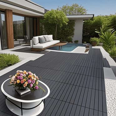2FT Patio Deck Tiles, DIY Module Interlocking Decking Tiles Floor Tile,Easy and Quick Installation Court Tiles for Porch Poolside Outdoor and Indoor Balcony Backyard 24pcs DARK GRAY