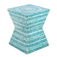thumbnail image 1 of Banqueta de Mesa Decorativa Benjara con Mosaico Geométrico Capiz Azul 45 cm, 1 of 5