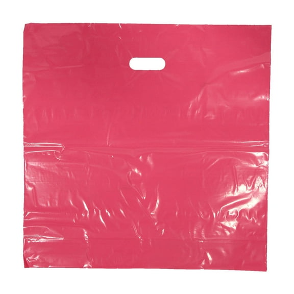 SSWBasics Jumbo Low Density Pink Plastic Bags - 20”W x 5”D x 20”H - Case of 500  Ideal for Grocery Bags and Shopping Bags