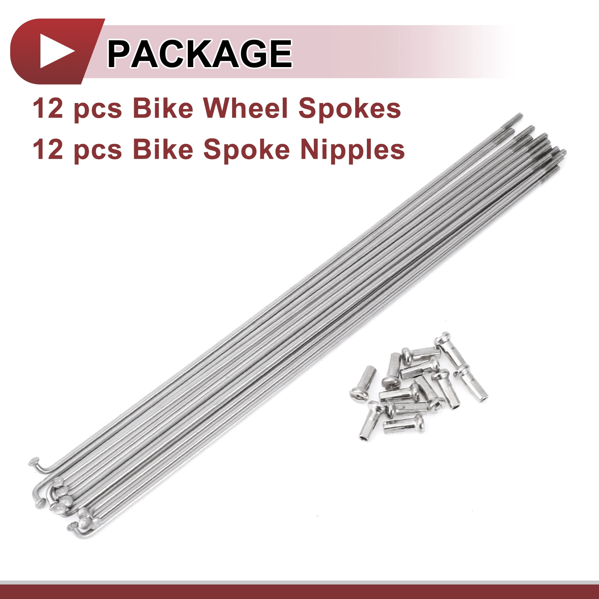 Unique Bargains 12 Set 14G Bicycle Spokes Bike Wheel Spokes 304 Stainless Steel 195mm