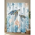 thumbnail image 4 of Shower Curtain Ocean Turtle Shower Curtains for Bathroom, Waterproof Polyester Shower Curtain Set with Hooks, Stall Long Size 54"x78" Starfish Coral Blue, 4 of 6