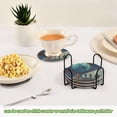 thumbnail image 5 of Yayeee 6 PCS Drink Coasters with Holder Set Woven Absorbent Round Tabletop Hot Pad, Blue Planet, 5 of 7