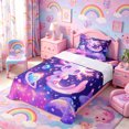 thumbnail image 3 of Meiyoeat Cosmic Kawaii Axolotl Twin Sheets 3pcs, Whimsical Galaxy Planet Pattern Bedding, Purple Pink, 3 of 6