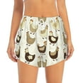 thumbnail image 2 of Daiia Chicken Cartoon Pattern Women's 2 in 1 Running Shorts - Lightweight Athletic Workout Gym Yoga Shorts Liner with Phone Pockets-X-Large, 2 of 7
