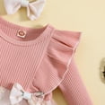 thumbnail image 6 of URMAGIC Baby Girls Christmas Outfit Long Sleeve Ruffles Jumpsuit Romper Dress Newborn Skirt Bodysuit with Headband Outfits, 6 of 9