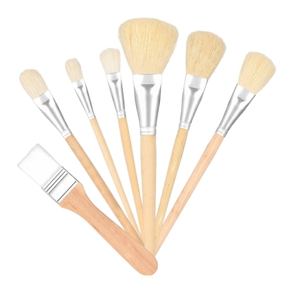 7pcs Acrylic Paint Brushes Set with Wide Handle, Round Brushes for Canvas Crafts Home Wall Decor Projects (7pcs)