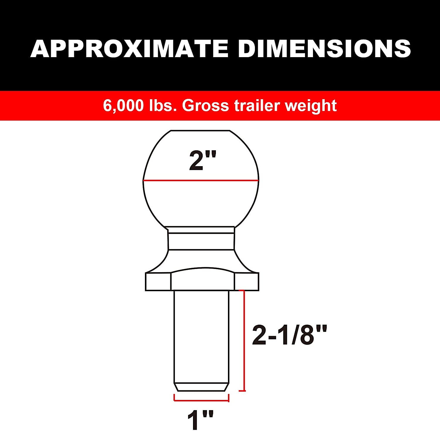 Torin Jacks ATRLY2002B 6000Lbs Trailer Hitch Ball, 2-inch diameter