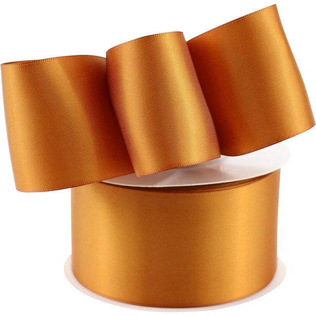 HAHDAXIA Copper Ribbon 2 InchDouble Face Satin Ribbon Thick Copper Ribbon for Gift Wrapping Wedding Decor Bridal Bouquet Baby Shower Party Decorations DIY Crafts Diaper Cake Holiday Decor - 2