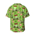 thumbnail image 4 of Goofa Cute Green Frog Printed Men's Casual Short-sleeved Shirt,Lightweight Breathable Button-down,Summer Casual men's top,Versatile Fashion shirt-Medium, 4 of 7