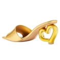 thumbnail image 4 of FSJ Women Fashion Heart Shaped Heel Backless Mules Square Open Toe Slip On Sandals Casual Wedding Dress Slides Shoes Size 13 Gold, 4 of 5