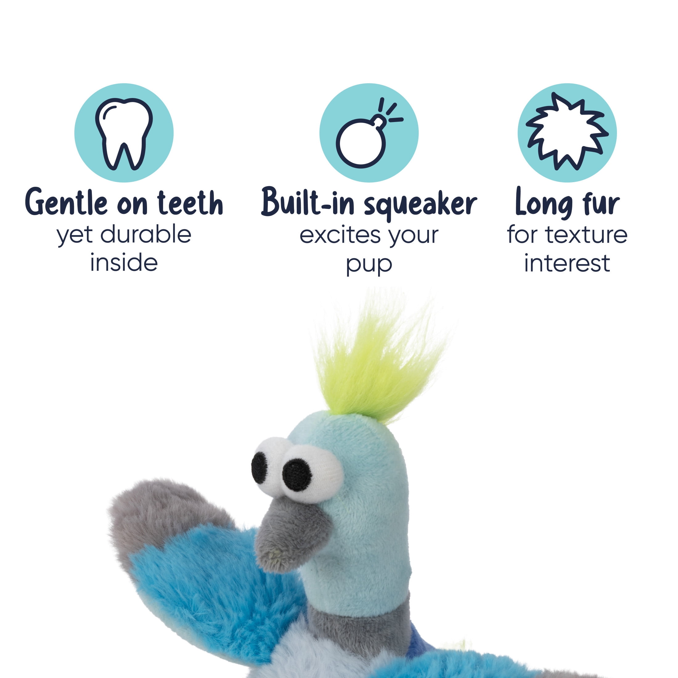 goDog Urban Wildlife Penny Pigeon Squeaky Dog Toy, Plush with Chew Guard Technology, Small
