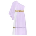 thumbnail image 6 of TiaoBug Girls Ancient Greek Toga One Shoulder Ruffles Maxi Dance Dress for Halloween Festival Show Lavender 12, 6 of 7