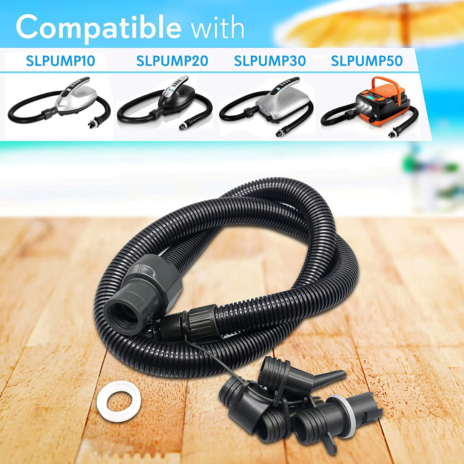 SereneLife PRTSLPUMPHOSE Replacement Part - Detachable Air Hose, Black