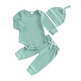 thumbnail image 5 of Ymyiu Baby Boy Romper 3pcs Infant Baby Boy Outfit Bodysuit Bodysuit Pants with Hat Fall Clothes 12 18 Months(Green, 12-18 Months), 5 of 5