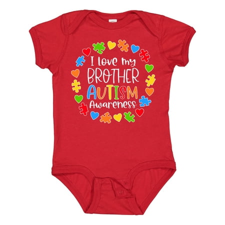 

Inktastic I Love My Brother Autism Awareness Gift Baby Boy or Baby Girl Bodysuit