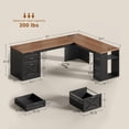 thumbnail image 2 of 67" L Shaped Computer Desk with 3 Drawers and Storage Shelves, Farmhouse Corner Office Desk, Home Office Desk, 2 of 7