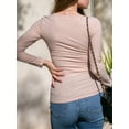 thumbnail image 3 of Doublju Women's Henley Neck Ribbed Top with Button (Plus Size Available), 3 of 3