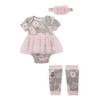Miniville Baby Girl Tutu Bodysuit, Leg Warmers & Headband Outfit, 3-pc Set