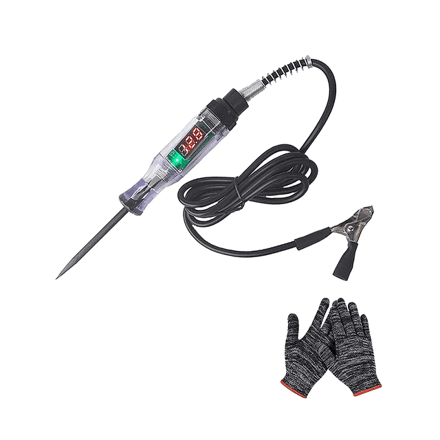 Car Truck Circuit Test Pen, Circuit Tester, 6V/12V/24V DC Digital Automotive Test Light with Gloves