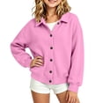 thumbnail image 2 of Wilark Girls Sweatshirts Cardigan Casual Fashion Long Sleeve Collared Kids Fall Jackets with Pockets Pink 10, 2 of 7