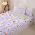 thumbnail image 3 of Homewish Purple Flower Zipper Twin Comforter Sets with Fitted Sheet and 2 Pillowcases,Cute Cartoon Themed Zipper Bedding Set,Light Gray Reversible,4pcs, 3 of 8