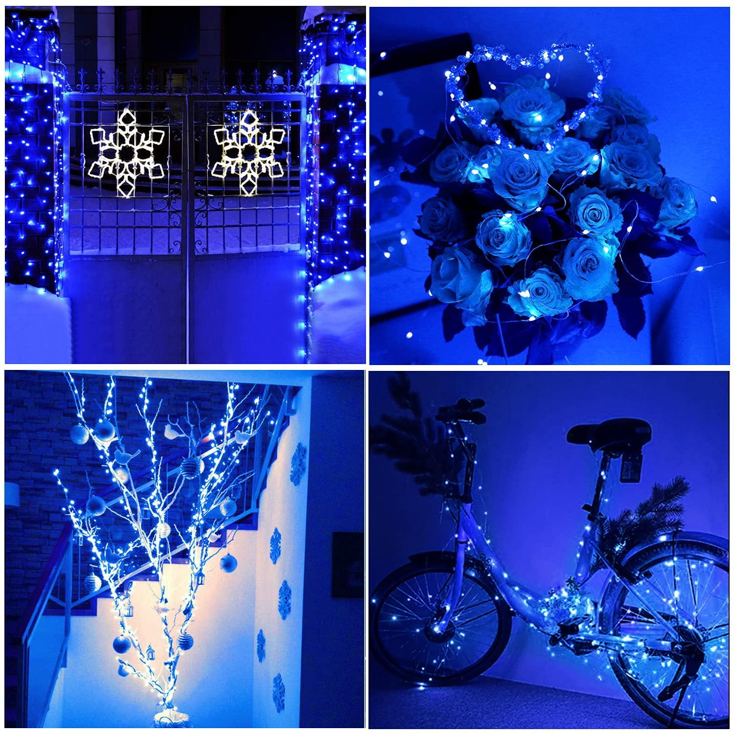 100 Light Indoor / Outdoor 33' Battery Operated LED String Light- Blue 2Pack