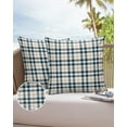 thumbnail image 6 of Pack of 2 Outdoor Pillow Covers, England Wind Check Deep Blue Khaki Waterproof Square Throw Pillowcase Cushion Decorative Pillow Covers for Couch Patio Tent, 26x26 in, 6 of 6