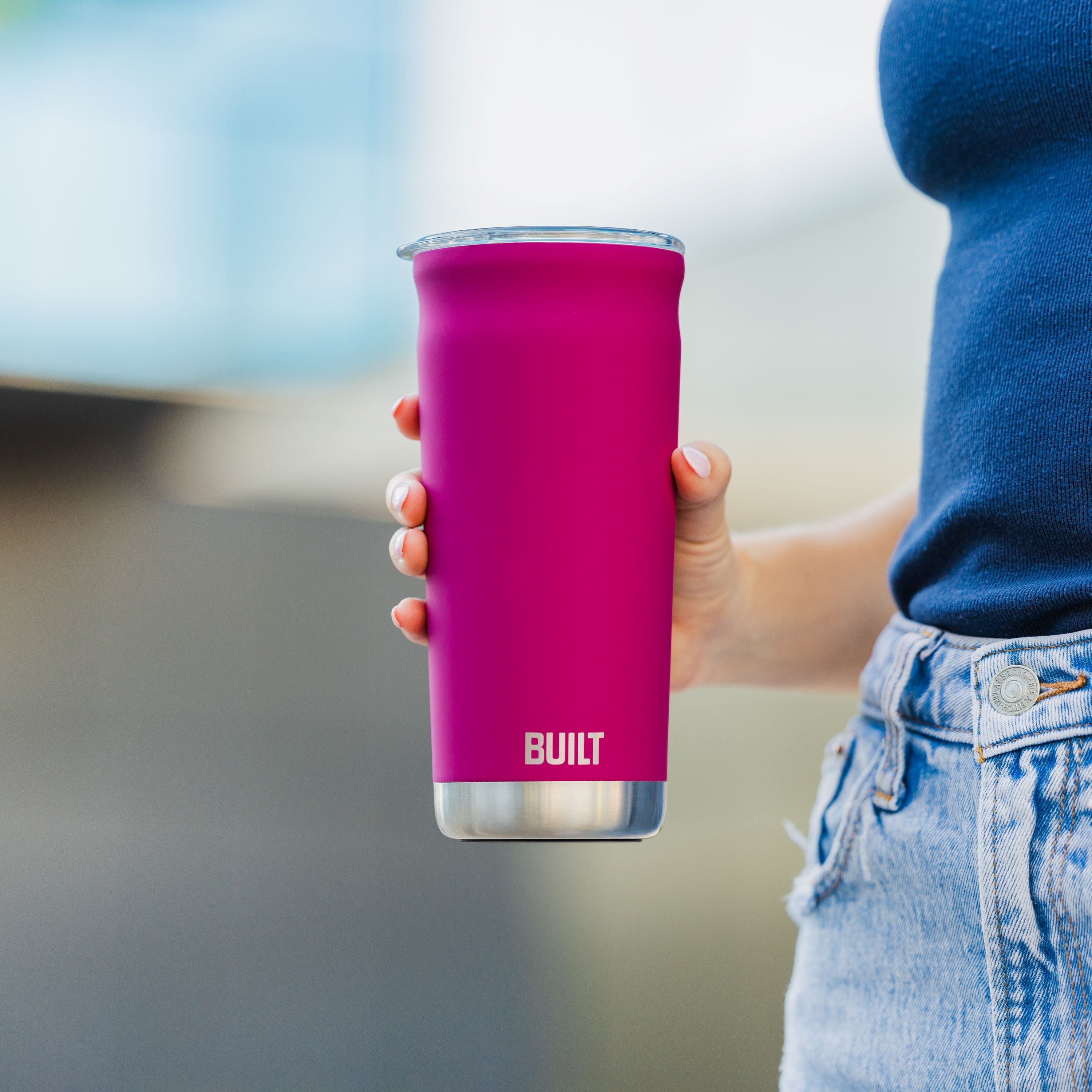 BUILT Torrent 20 oz Double-Wall Insulated Stainless Steel Tumbler Water Bottle, Magenta