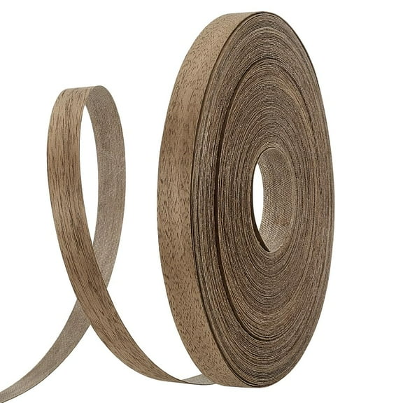 Colorful Walnut Edge Banding 19/32 Inch x 98 Ft Wood Veneer Edging Veneer Edge Banding Preglued Iron On Wood Veneer Tape Roll Flexible Wood Veneer Strips for Furniture Restoration Cabinet Repair