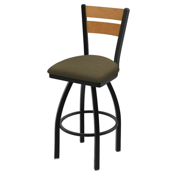832 Thor 30" Swivel Bar Stool with Black Wrinkle Finish, Medium Back and Graph Cork Seat