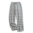 thumbnail image 2 of Mens Pyjama Pants Set Flannel Cotton Plaid Sleep & Lounge Pants, PJ Bottoms with Pockets Gray XL, 2 of 3